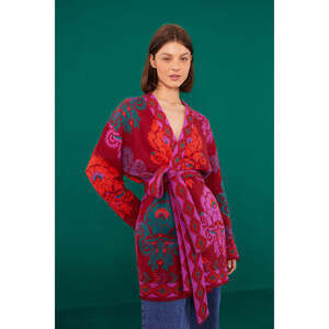 FarmRio Burgundy Amulet Cardigan